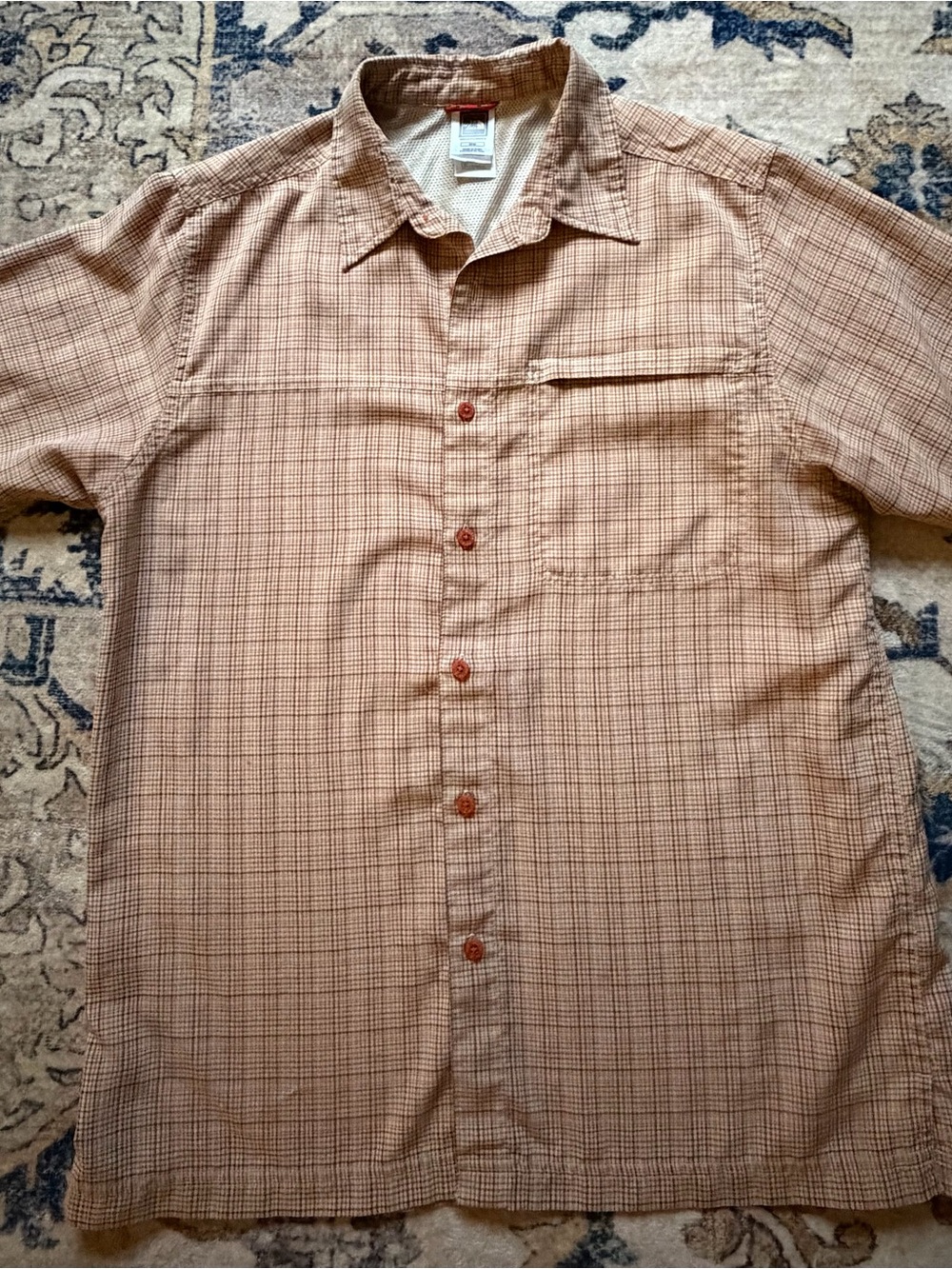 The North Face Men's Short-Sleeve Plaid Button-Down — Tan/Brown